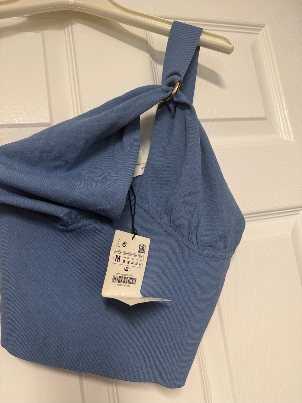 Zara Blue Ring-Detail Crop Top